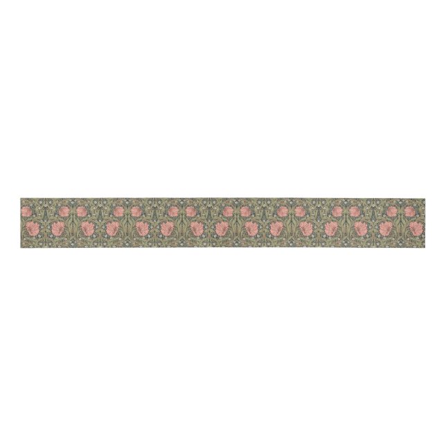 Pimpernel William Morris -SAGE PEACH Grosgrain Rib Grosgrain Ribbon (Front)