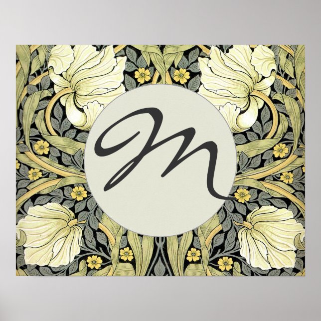 Pimpernel Yellow Monogram Floral Pattern Vintage Poster (Front)