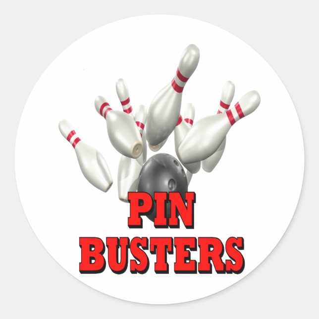 Pin Busters Bowling Classic Round Sticker (Front)
