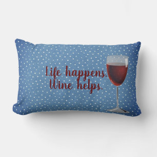 pin dot pattern with red wine glass lumbar pillow