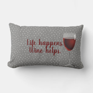pin dot pattern with red wine glass lumbar pillow