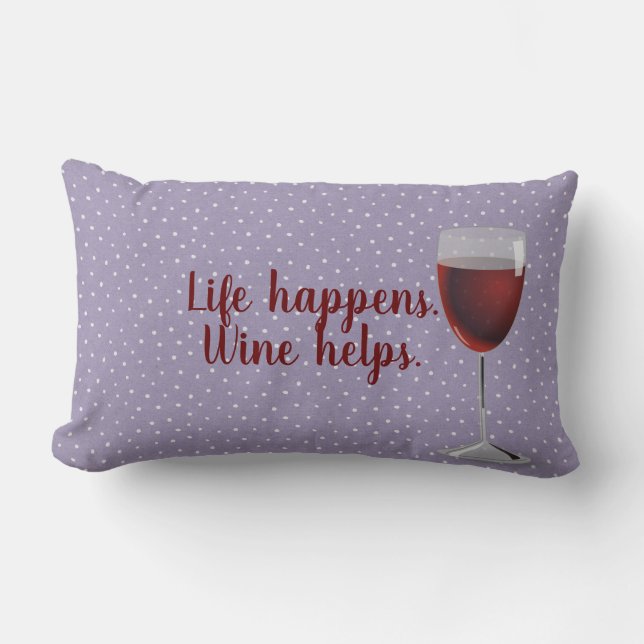 pin dot pattern with red wine glass lumbar pillow (Front)