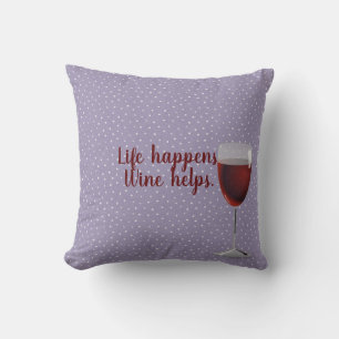pin dot pattern with red wine glass lumbar pillow