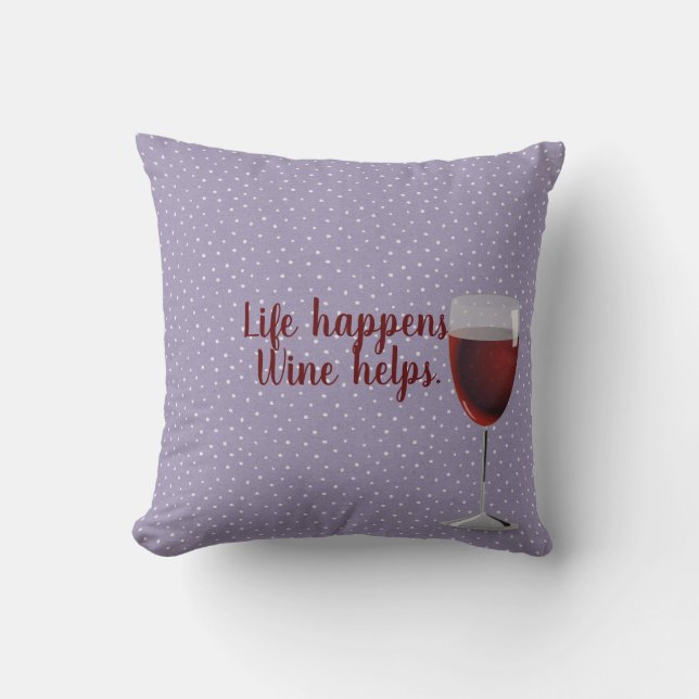 pin dot pattern with red wine glass lumbar pillow (Front)