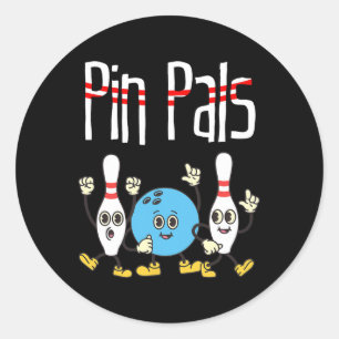 Pin Pals Bowling Ball And Pins Dancing Meme Kawaii Classic Round Sticker