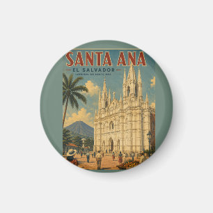 Pin Santa Ana, El Salvador Retro poster Magnet