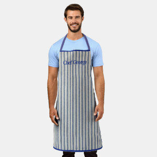 Pin Stripe Apron Name French Style