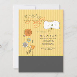 Pin Stripe Flowers Invitation