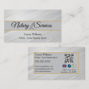 Pin Striped Notary Services Business Card