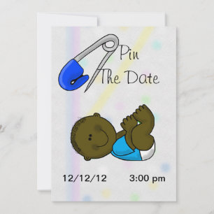 Pin The Date Dark Baby Boy Shower Invitation