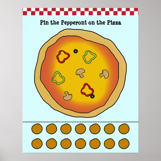 Pin the Pepperoni on the Pizza Game Poster (Front)