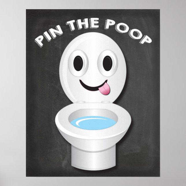 Pin the Poop on the Toilet Emoji Game Poster (Front)