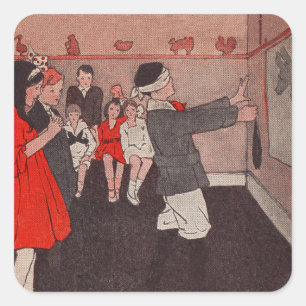 Pin the tail Donkey Vintage Children Square Sticker