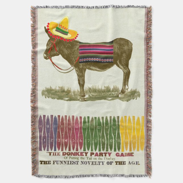Pin the tail on the Donkey Throw Blanket (Front Vertical)