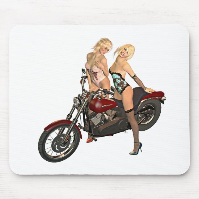 Pin-up biker girls mouse pad (Front)