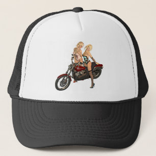 Pin-up biker girls trucker hat