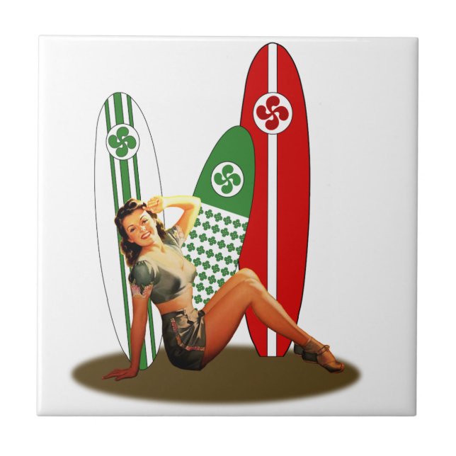 Pin-up girl Basque France Tile (Front)