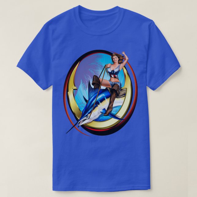 Pin Up Girl Hooked T-Shirt (Design Front)