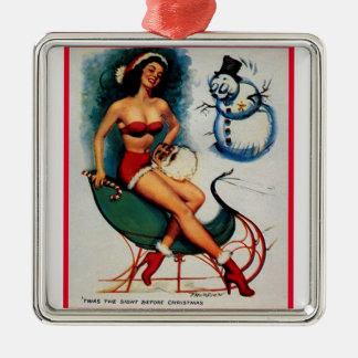 Pin Up Girl on Sleigh Metal Tree Decoration