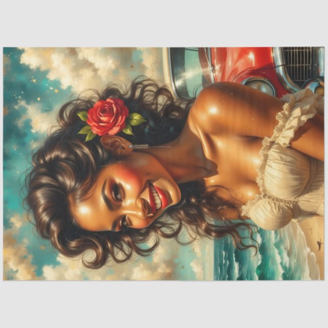 Pin Up Girl Paper | Vintage Beach Portrait (Front)