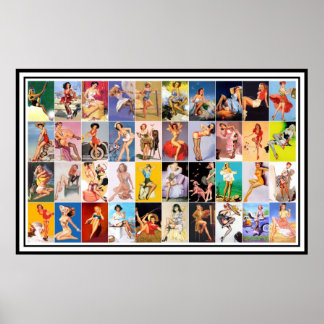 Pin up Girls Art Vintage Retro Print Collage