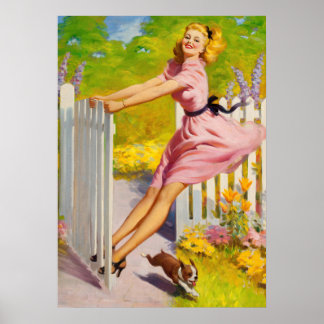 Pin-up Playtime With Dog Poster