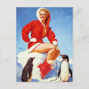 Pin-Up with Penguins Postcard