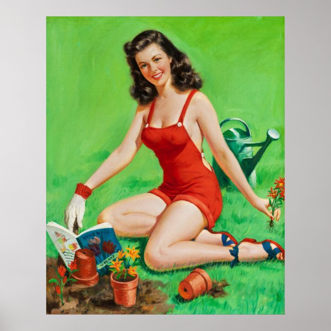 Pin-Up Women in the Garden Poster (Front)