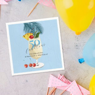 Pina Colada Cherry Cocktail 50th Birthday Party Napkin