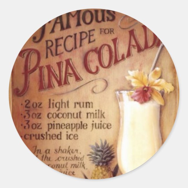pina colada classic round sticker (Front)