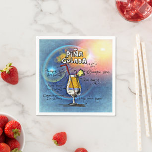 Pina Colada Cocktail (#5 of 12 Drink Recipe Sets) Napkin