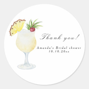 Pina Colada Cocktail Bridal Shower Classic Round Sticker