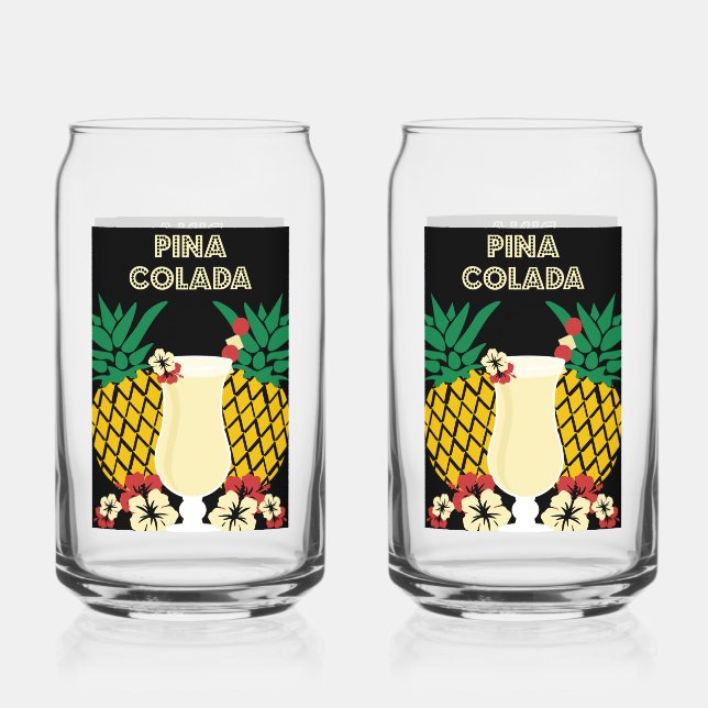 Piña Colada Cocktail Drink   Can Glass (Front)