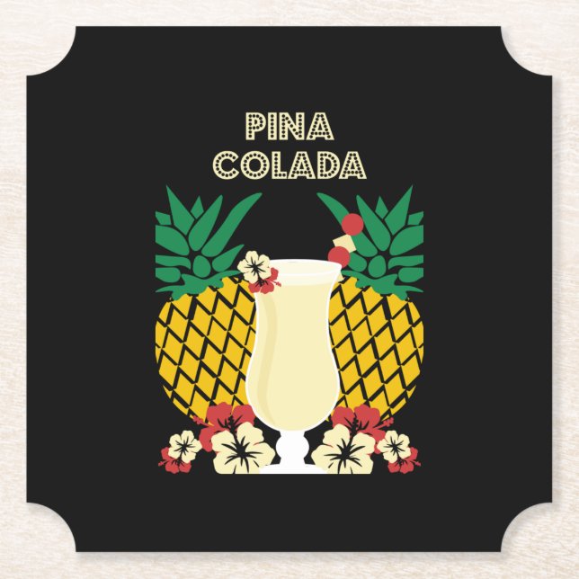 Piña Colada Cocktail Drink  Paper Coaster (Front)