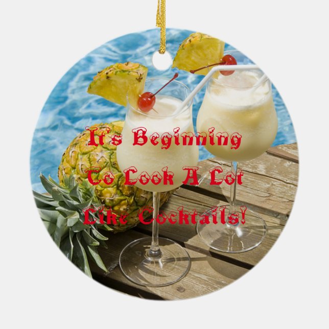 piña colada pineapple ceramic tree decoration (Back)