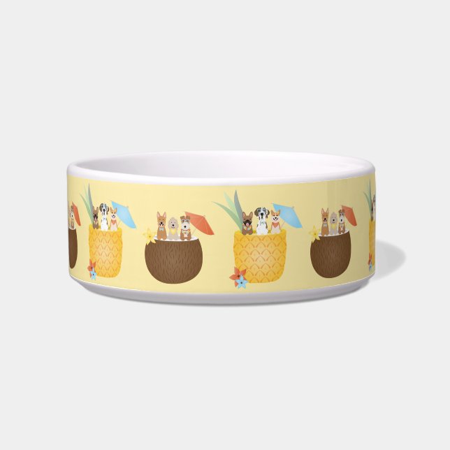 Pina Colada Pineapple Coconut Dogs Pattern Bowl (Front)