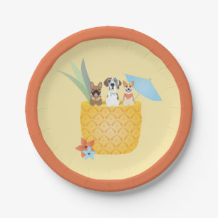 Pina Colada Pineapple Dogs Paper Plate