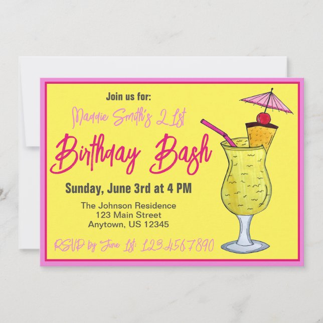 Piña Colada Puerto Rican Pineapple Cocktail Party Invitation (Front)