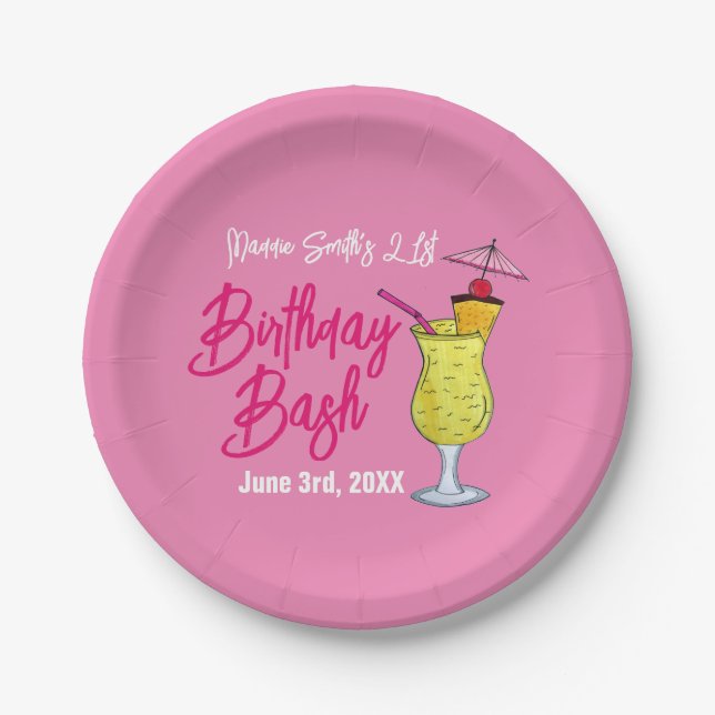 Piña Colada Puerto Rican Pineapple Cocktail Party Paper Plate (Front)