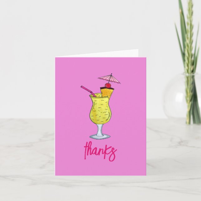 Piña Colada Puerto Rican Pineapple Cocktail Party Thank You Card (Front)
