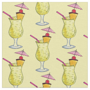Piña Colada Puerto Rican Tropical Cocktail Drink Fabric
