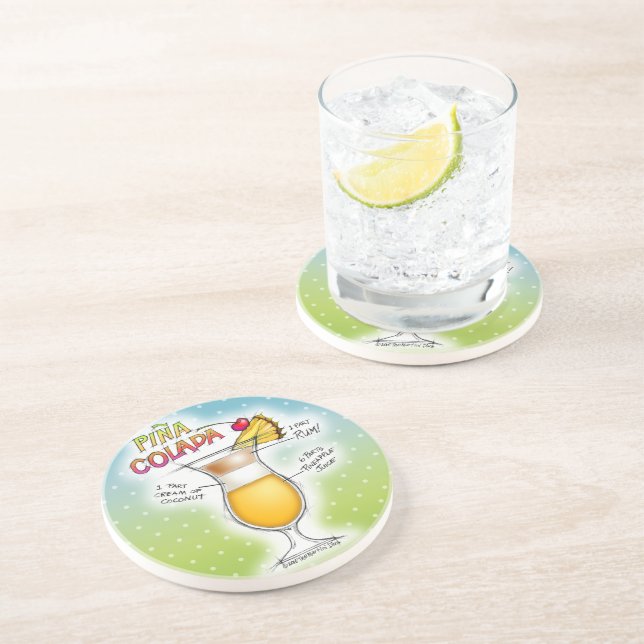 PINA COLADA RECIPE COCKTAIL ART COASTER (Side)