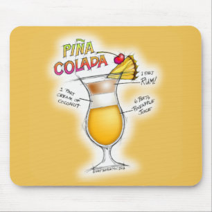PINA COLADA RECIPE COCKTAIL ART MOUSE PAD