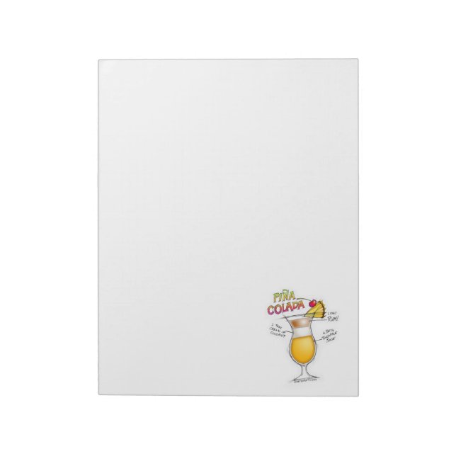 PINA COLADA RECIPE COCKTAIL ART NOTEPAD (Rotated)