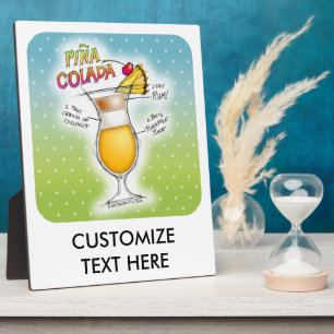 PINA COLADA RECIPE COCKTAIL ART PLAQUE