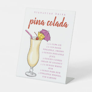 Pina Colada Recipe Signature Drink Pedestal Sign
