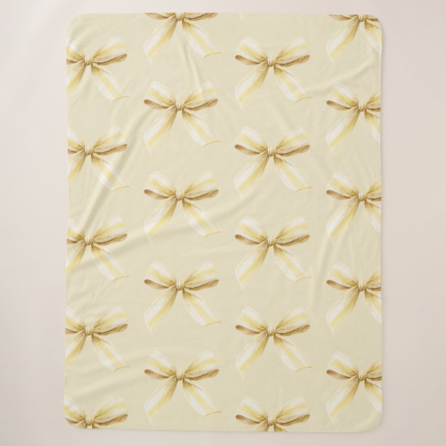 Pina Colada Yellow Bows   Sherpa Blanket (Front)