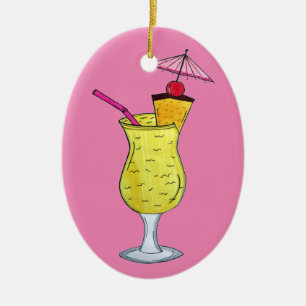 Pina Piña Colada Puerto Rican Pineapple Cocktail Ceramic Tree Decoration