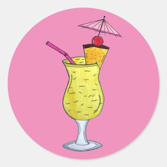 Pina Piña Colada Puerto Rican Pineapple Cocktail Classic Round Sticker (Front)