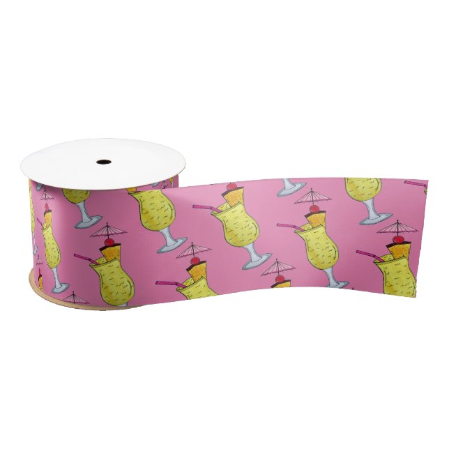 Pina Piña Colada Puerto Rican Pineapple Cocktail Satin Ribbon (Spool)